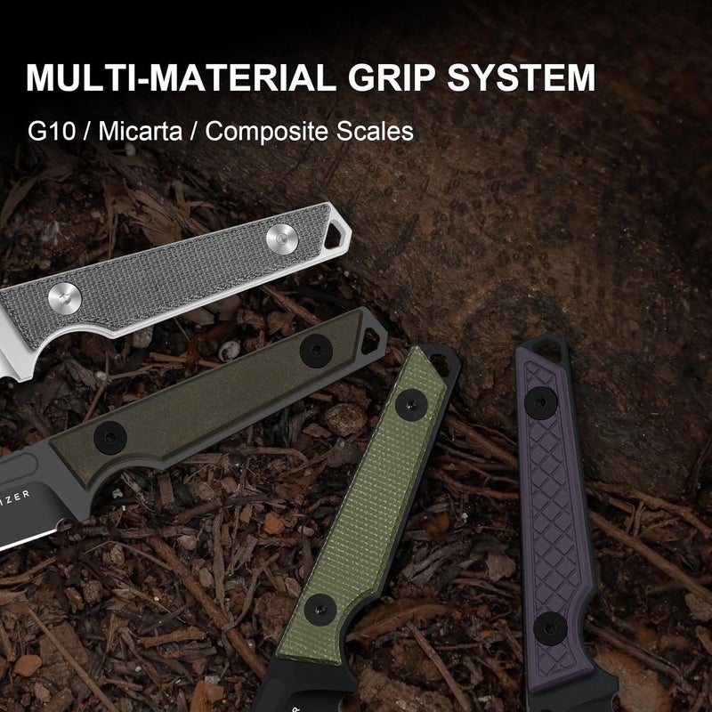 KIZER Phasmids Fixed Blade Knife with Sheath, 2.78" AEB-L Steel Blade, Full Tang Camping Knife with Purple G10 Handle, EDC Knives for Hiking 1079A1 - Image 3